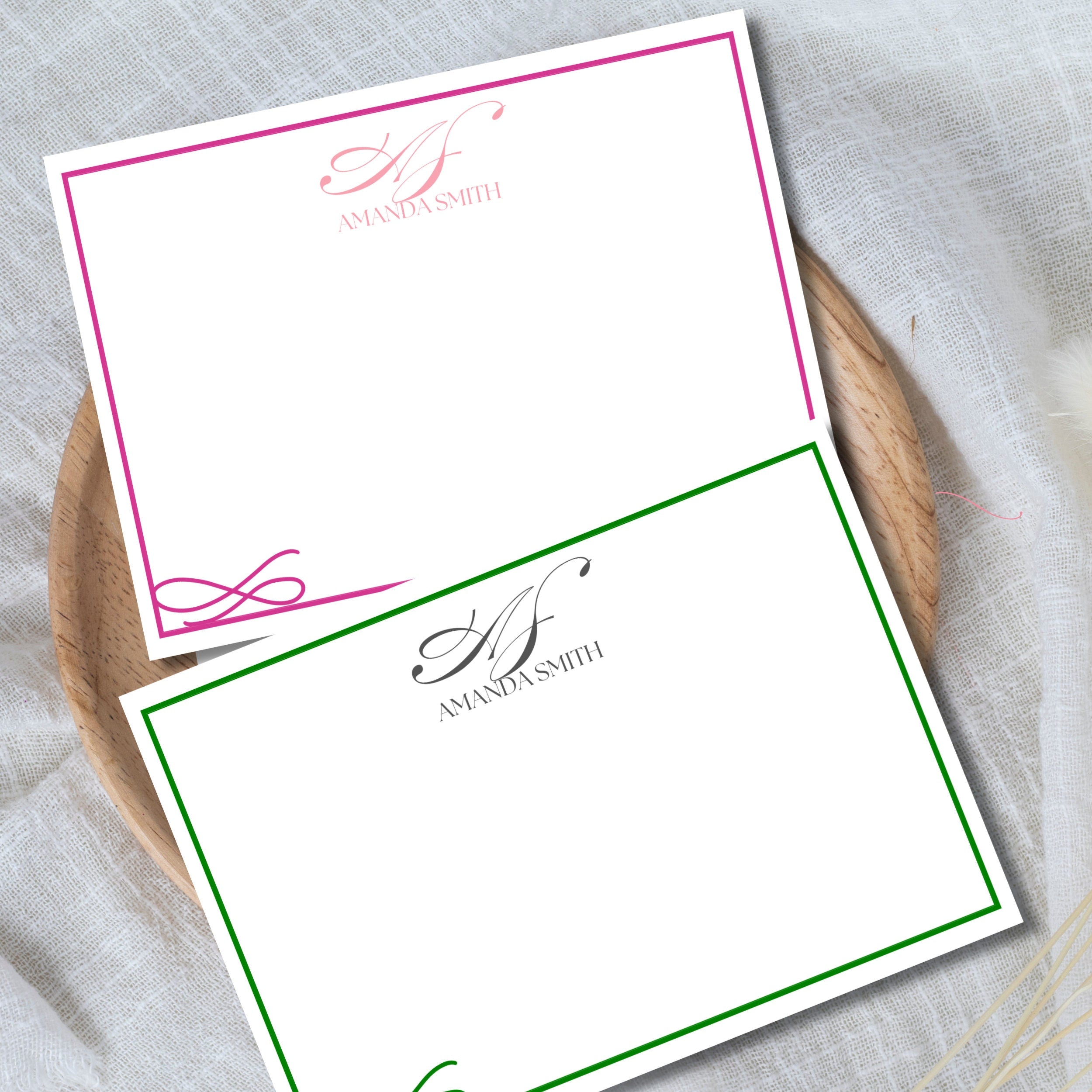 Personalized Floral Note Card Set: Custom Monogram Stationery