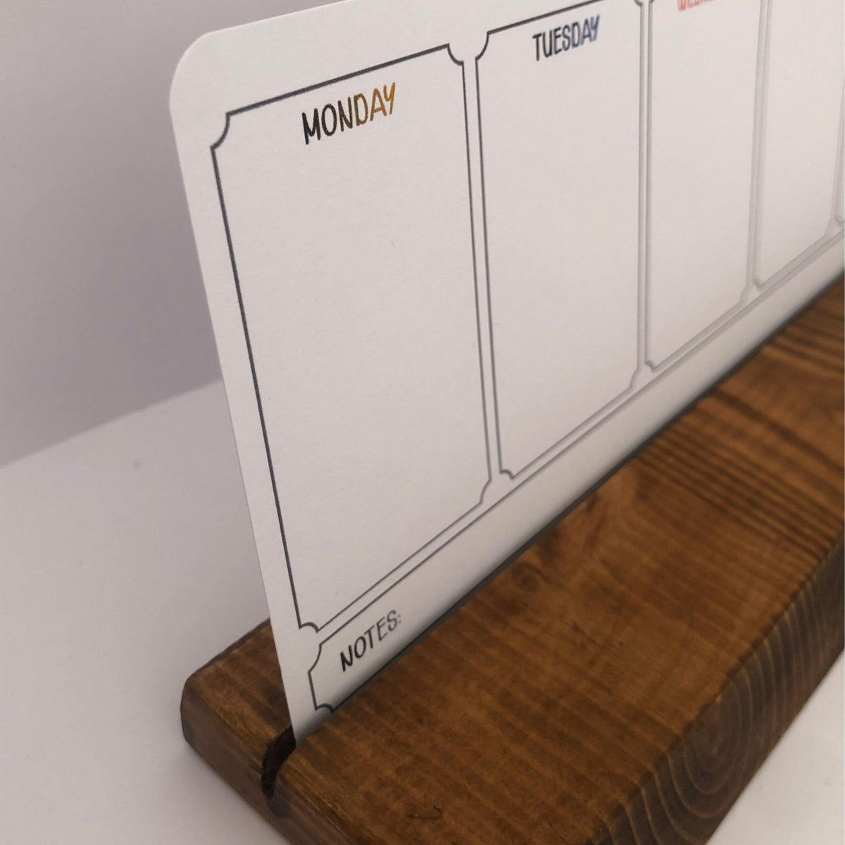 Handmade Weekly Desk Planner with Reclaimed Wood Holder – Minimalist Office Organizer