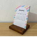 2026 Desk Calendar Set -12 Monthly Cards (Jan–Dec) + Wooden Holder