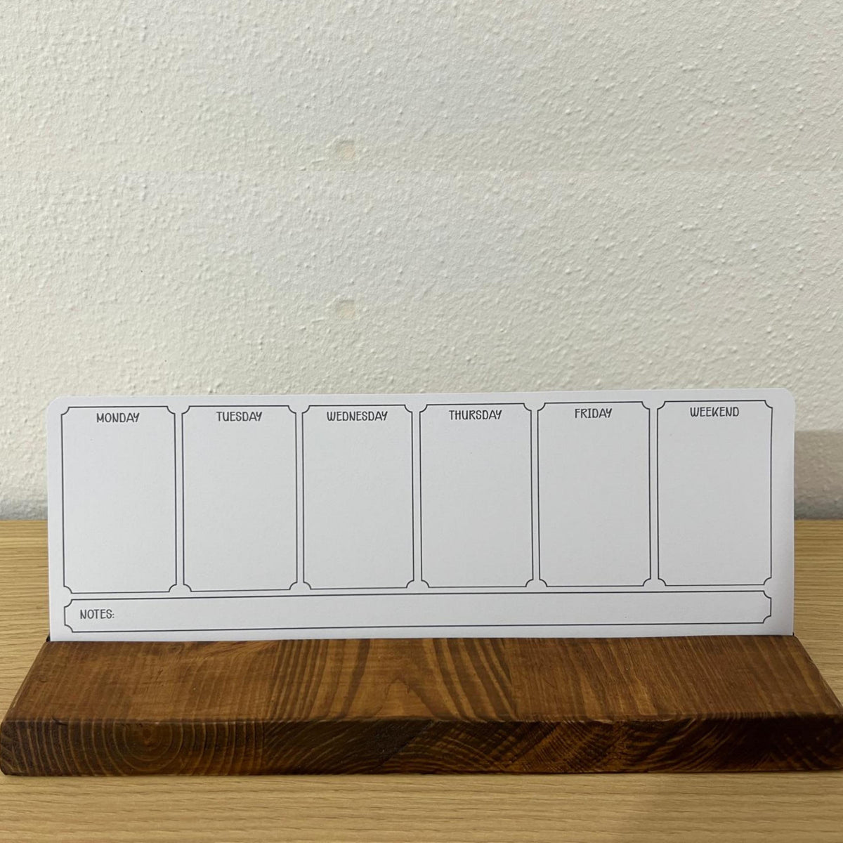 Handmade Weekly Desk Planner with Reclaimed Wood Holder – Minimalist Office Organizer