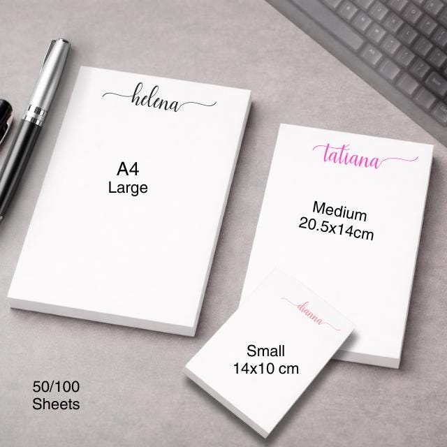Custom / To do List /Personalized Notepad | Modern Lowercase Name, 20 Colors