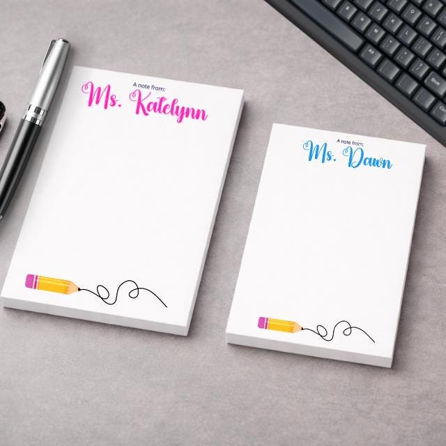Personalized Notepad, Custom Classroom Stationery ,Teacher Appreciation gift, Back to school