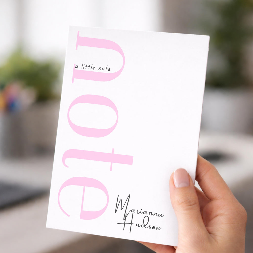 Custom Name Notepad | Modern Signature Font, Personalized Stationery