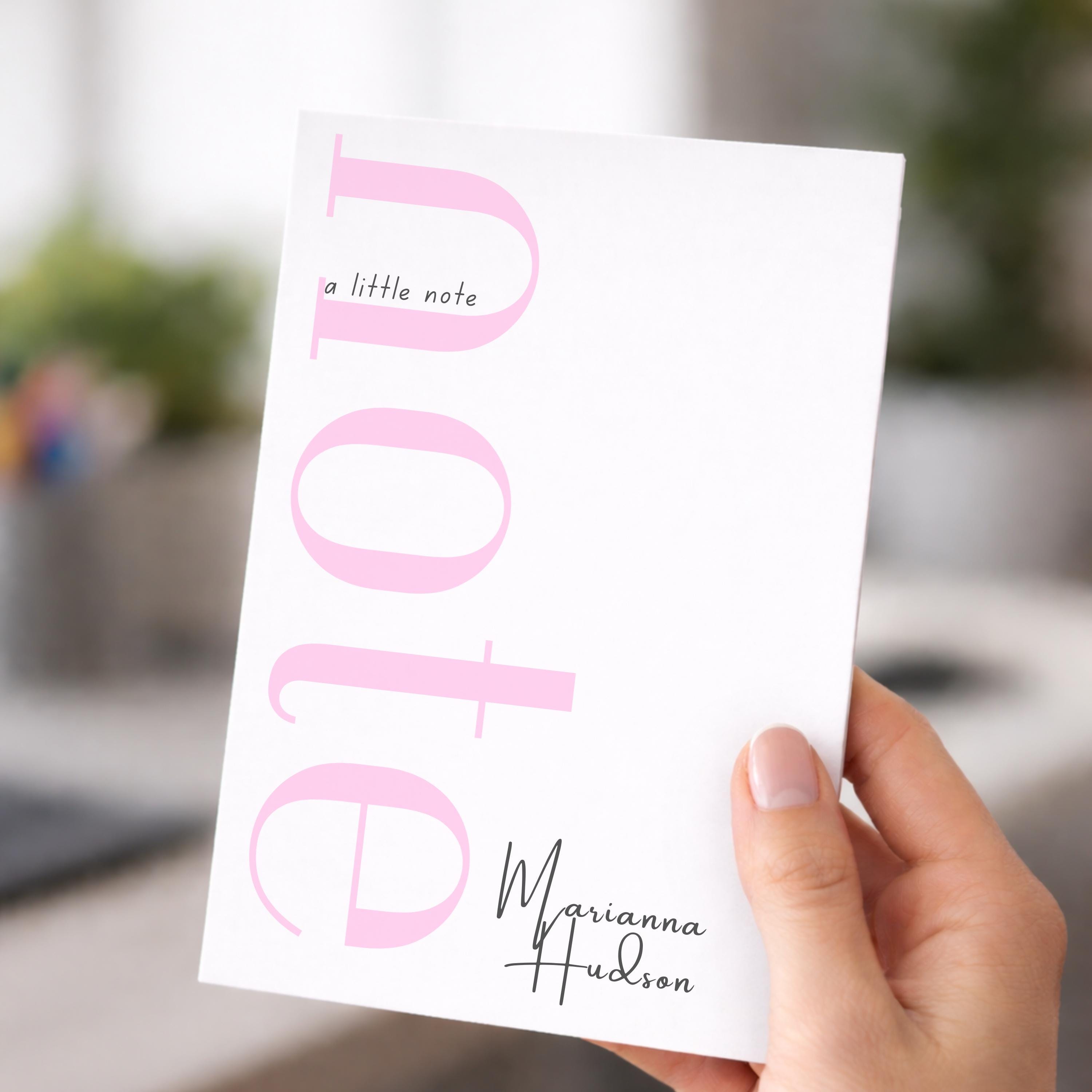 Custom Name Notepad | Modern Signature Font, Personalized Stationery