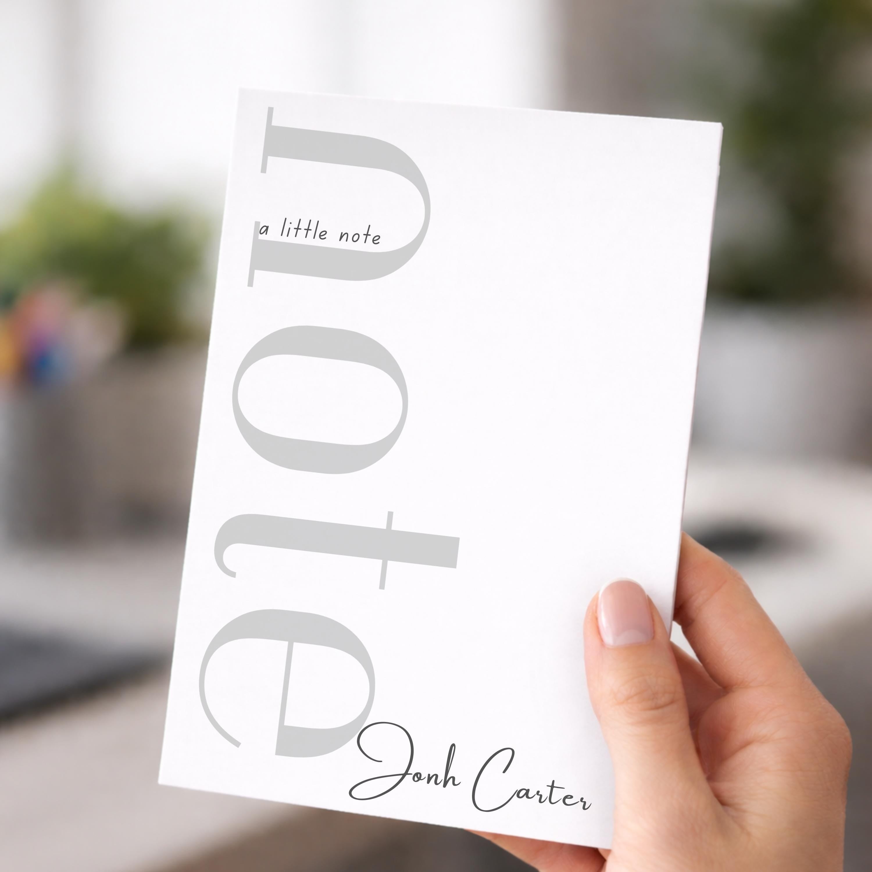Custom Name Notepad | Modern Signature Font, Personalized Stationery
