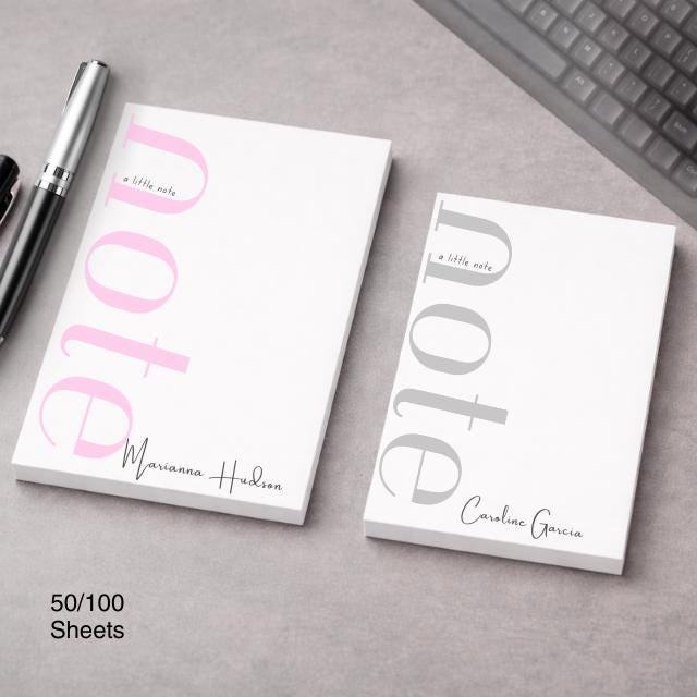 Custom Name Notepad | Modern Signature Font, Personalized Stationery