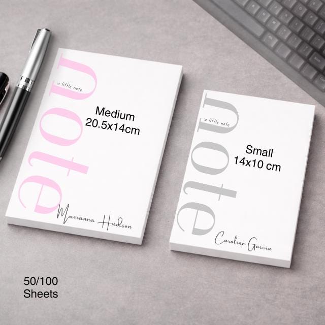 Custom Name Notepad | Modern Signature Font, Personalized Stationery