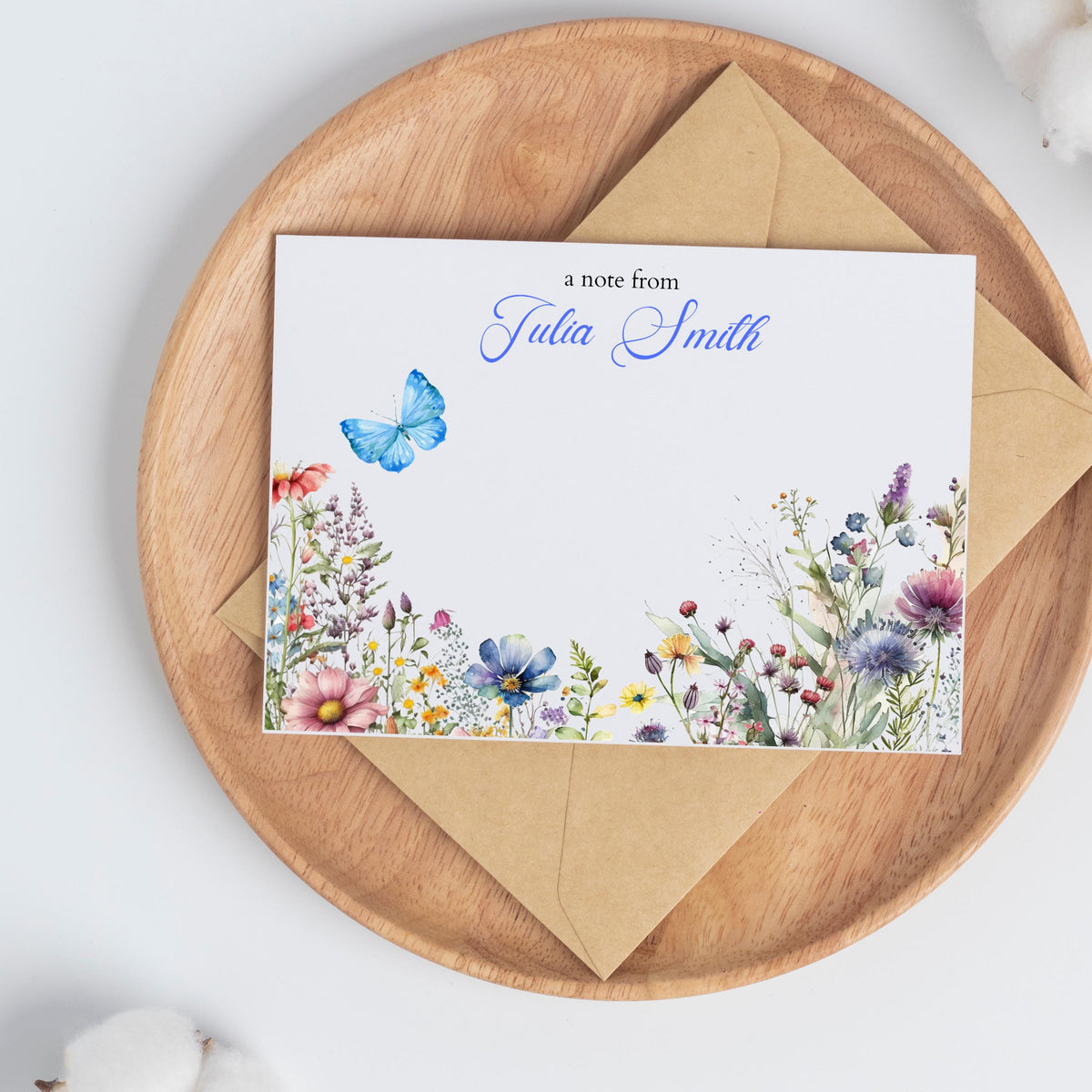 Personalized Floral Thank You Cards | Watercolor Stationery, Set of 10 Flat
