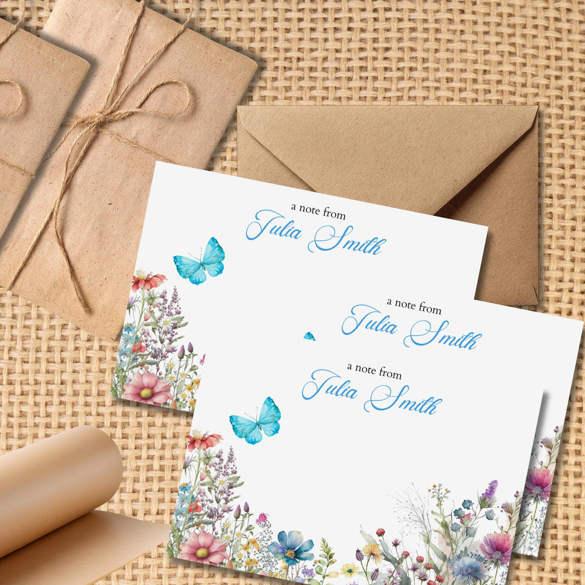 Personalized Floral Thank You Cards | Watercolor Stationery, Set of 10 Flat