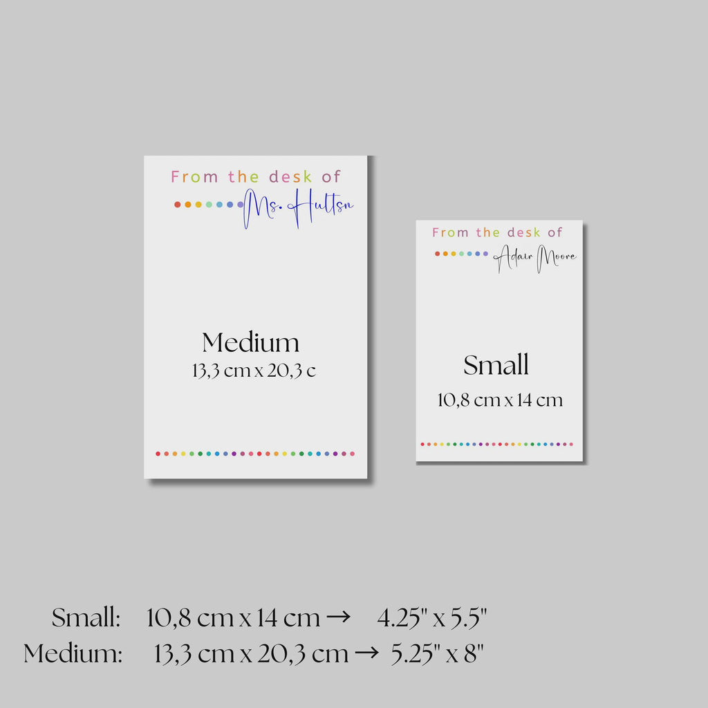 Personalized Teacher Notepad, Rainbow Desk Stationery Gift, Appreciation , Back to school