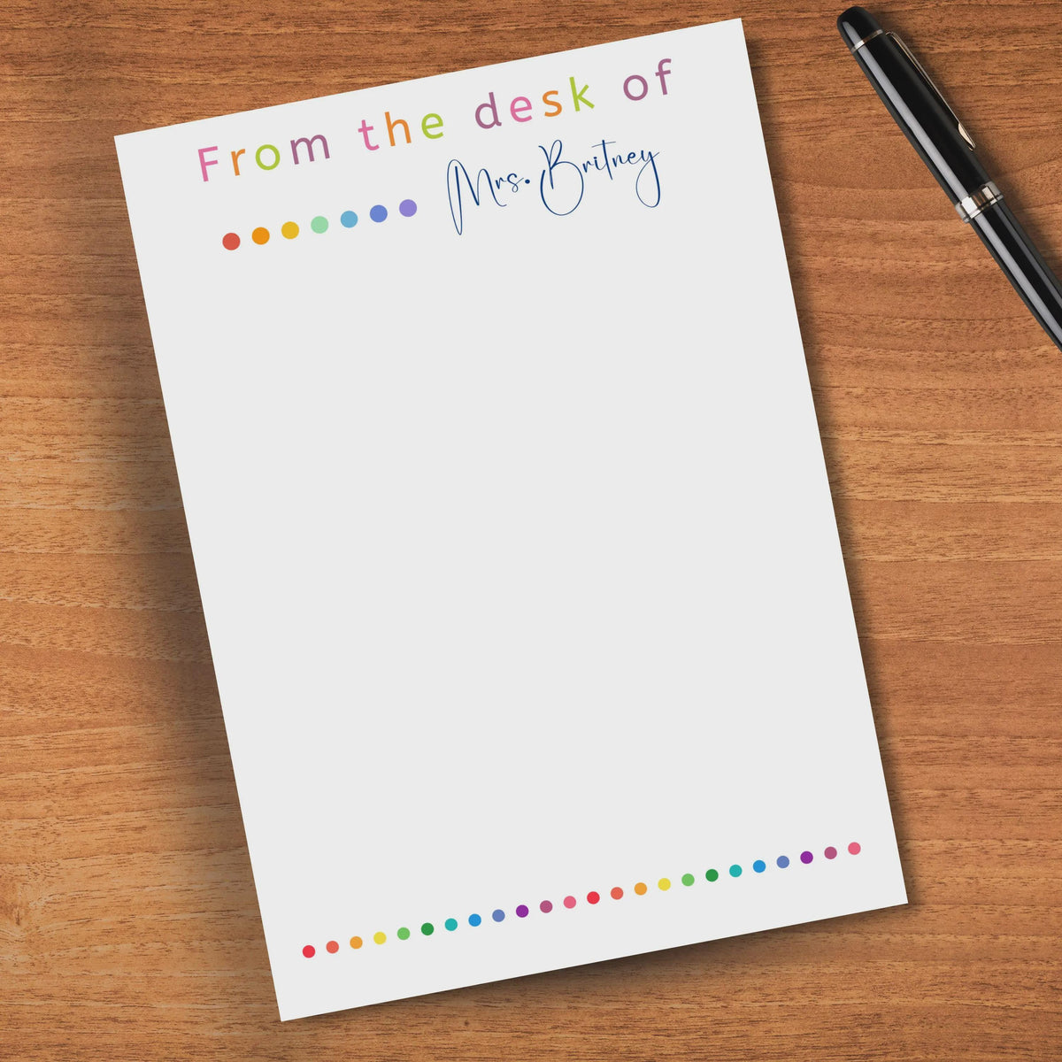 Personalized Teacher Notepad, Rainbow Desk Stationery Gift, Appreciation , Back to school