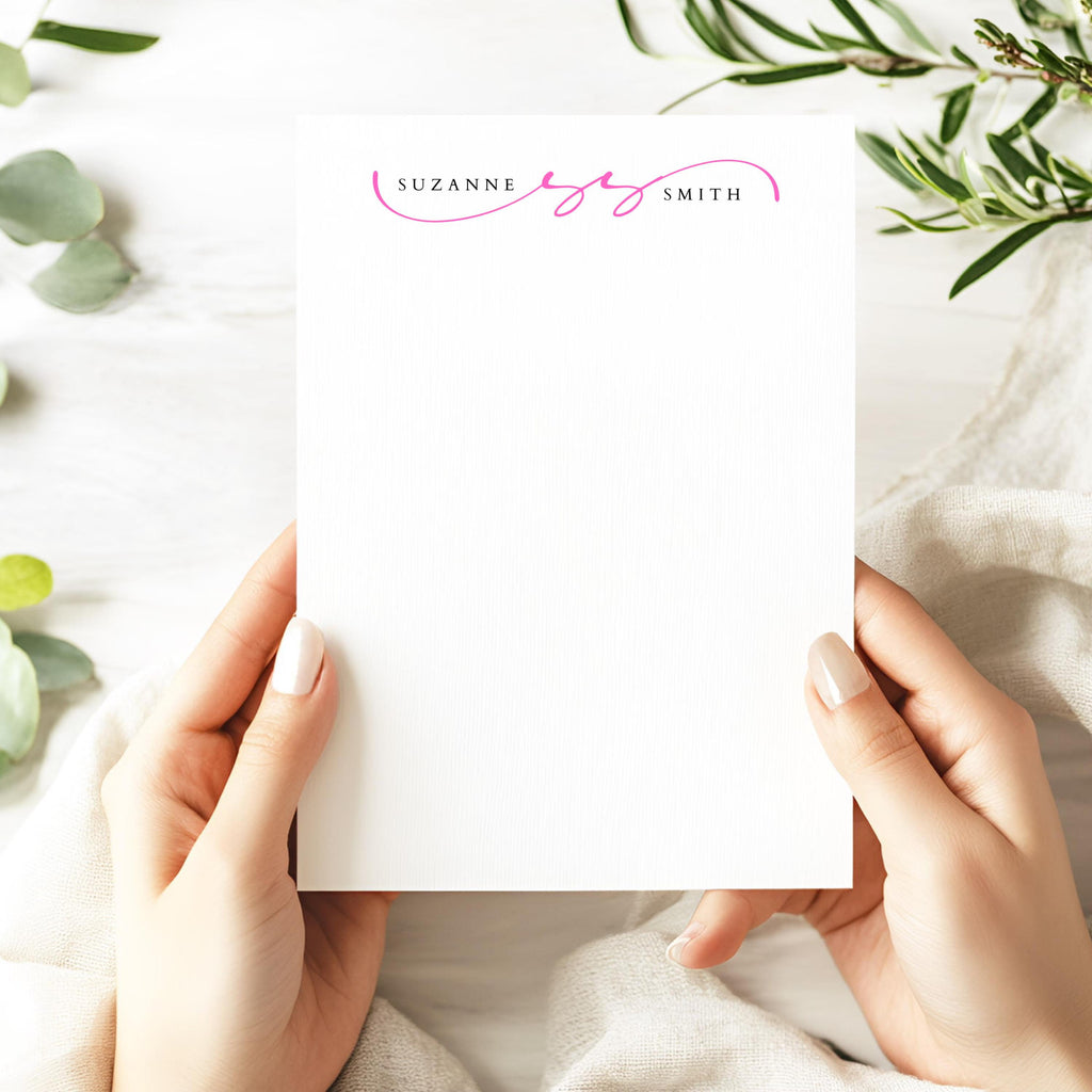 Personalized  notepad Script Monogram Notepad: Custom Stationery Gift