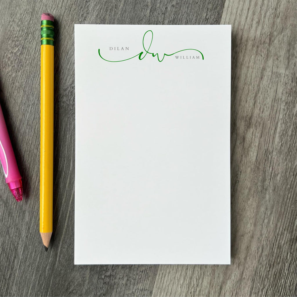 Personalized  notepad Script Monogram Notepad: Custom Stationery Gift