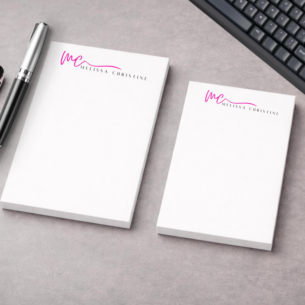 Personalized notepad with script monogram, custom stationery gift, office supply