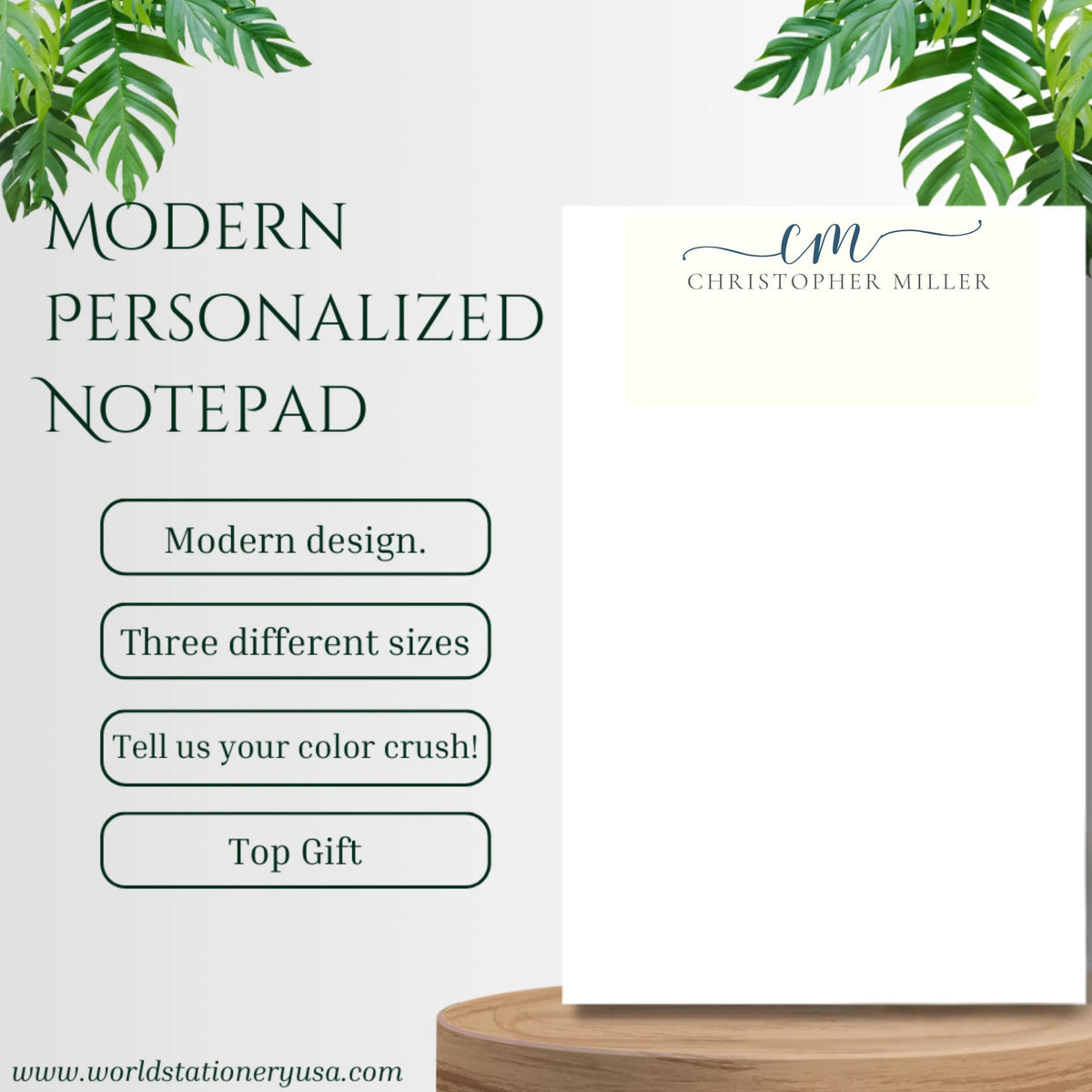 Personalized Modern Monogram Notepad with Full Name Elegance - Custom Initials Design