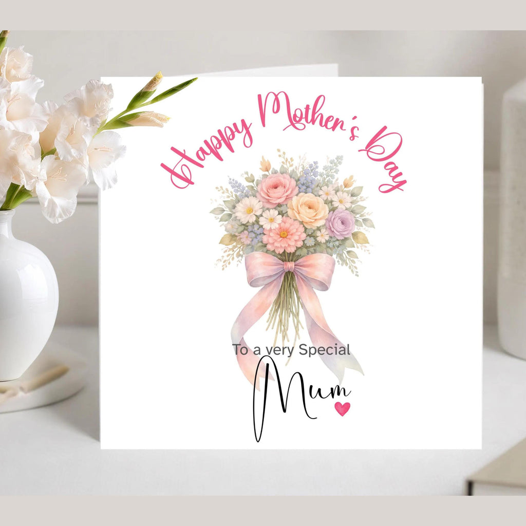 Bouquet e Floral Watercolor Mother's Day Card for Mum ,with Envelope