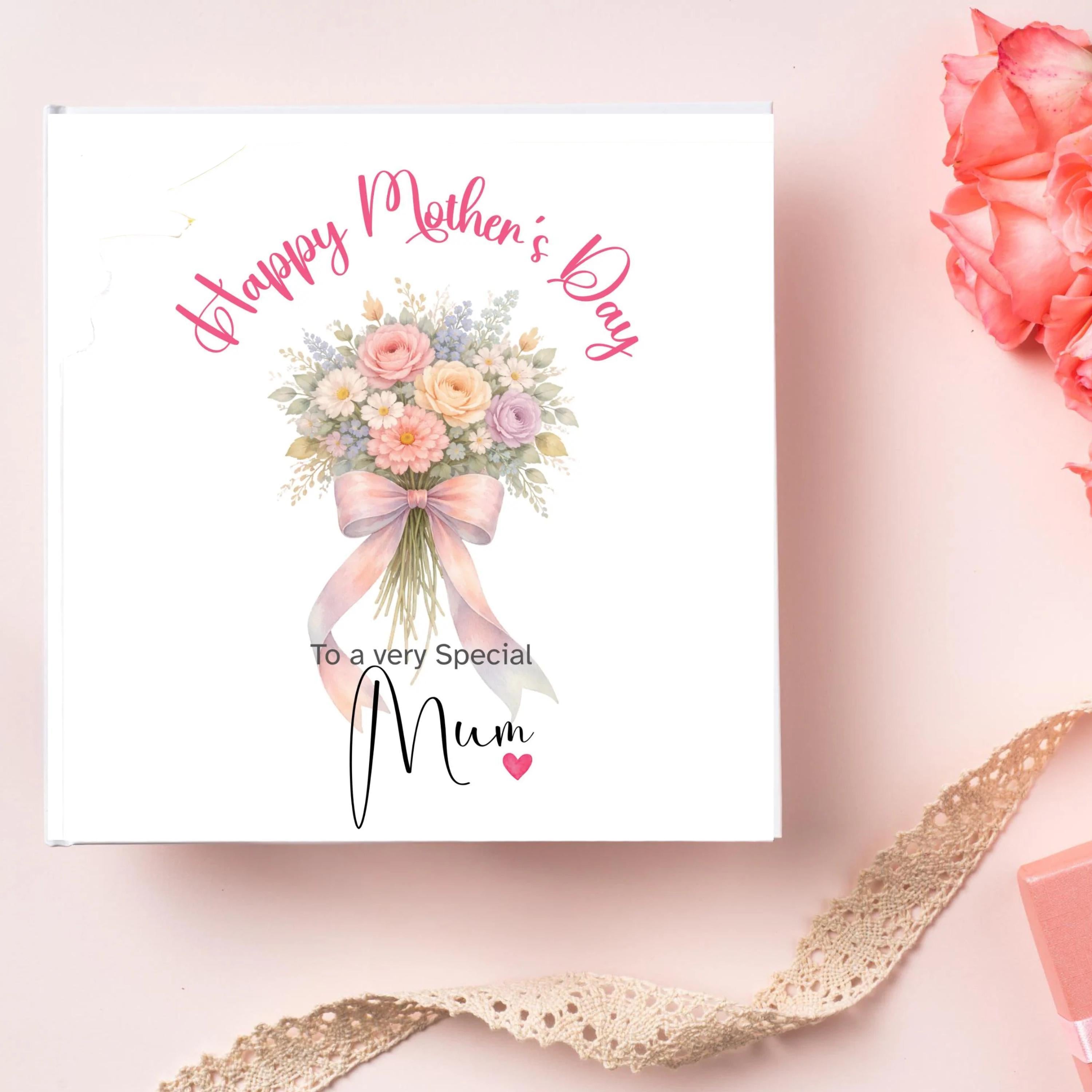 Bouquet e Floral Watercolor Mother's Day Card for Mum ,with Envelope