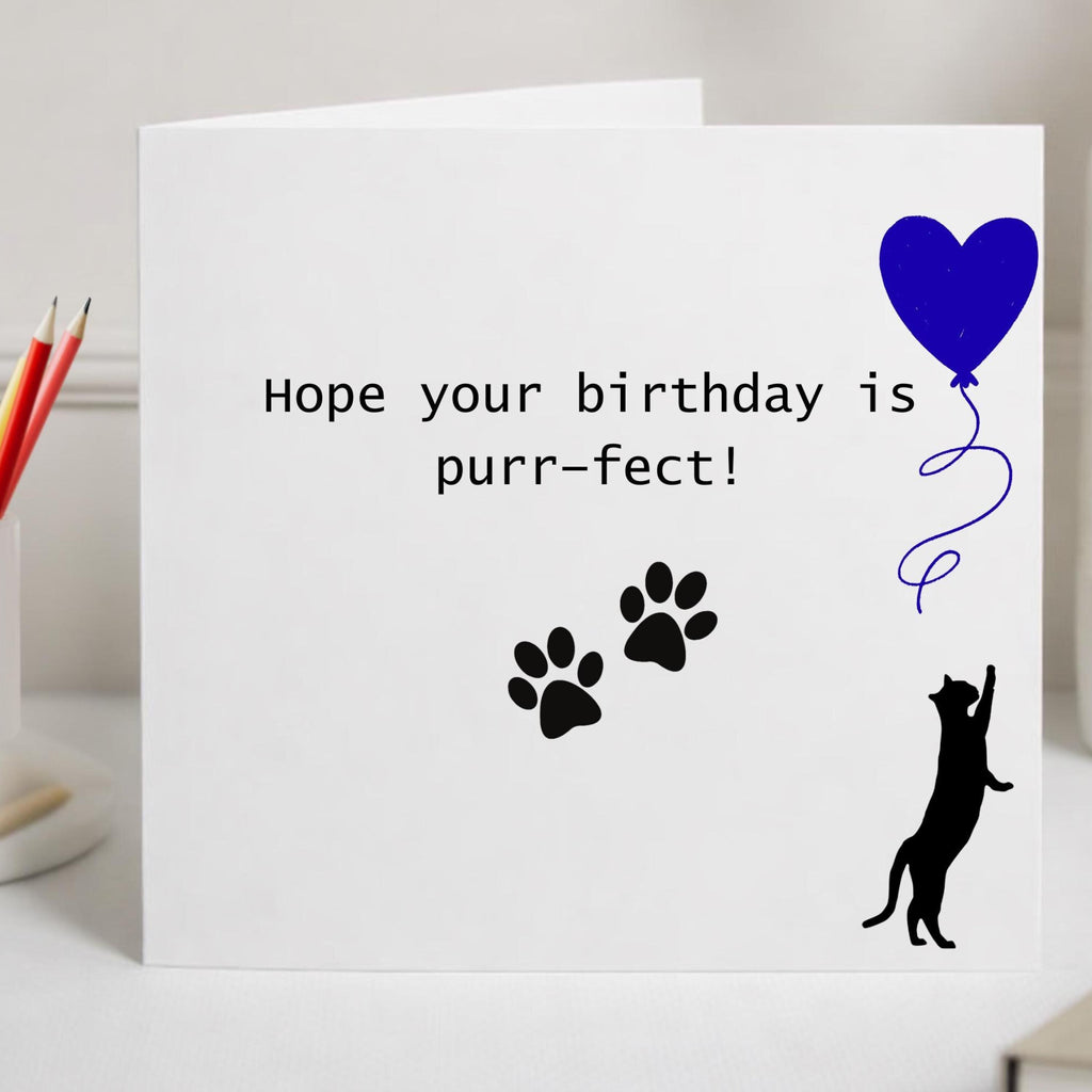 Funny Cat git, Black Cats Notecards , 6x6 Inch Square Greeting Card, FSC Certified Paper