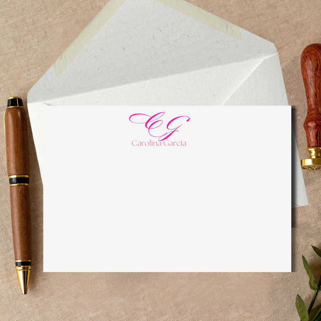 Personalized Feminine A6 Notecards | Monogram Stationery Set, Custom Initial Correspondence Cards