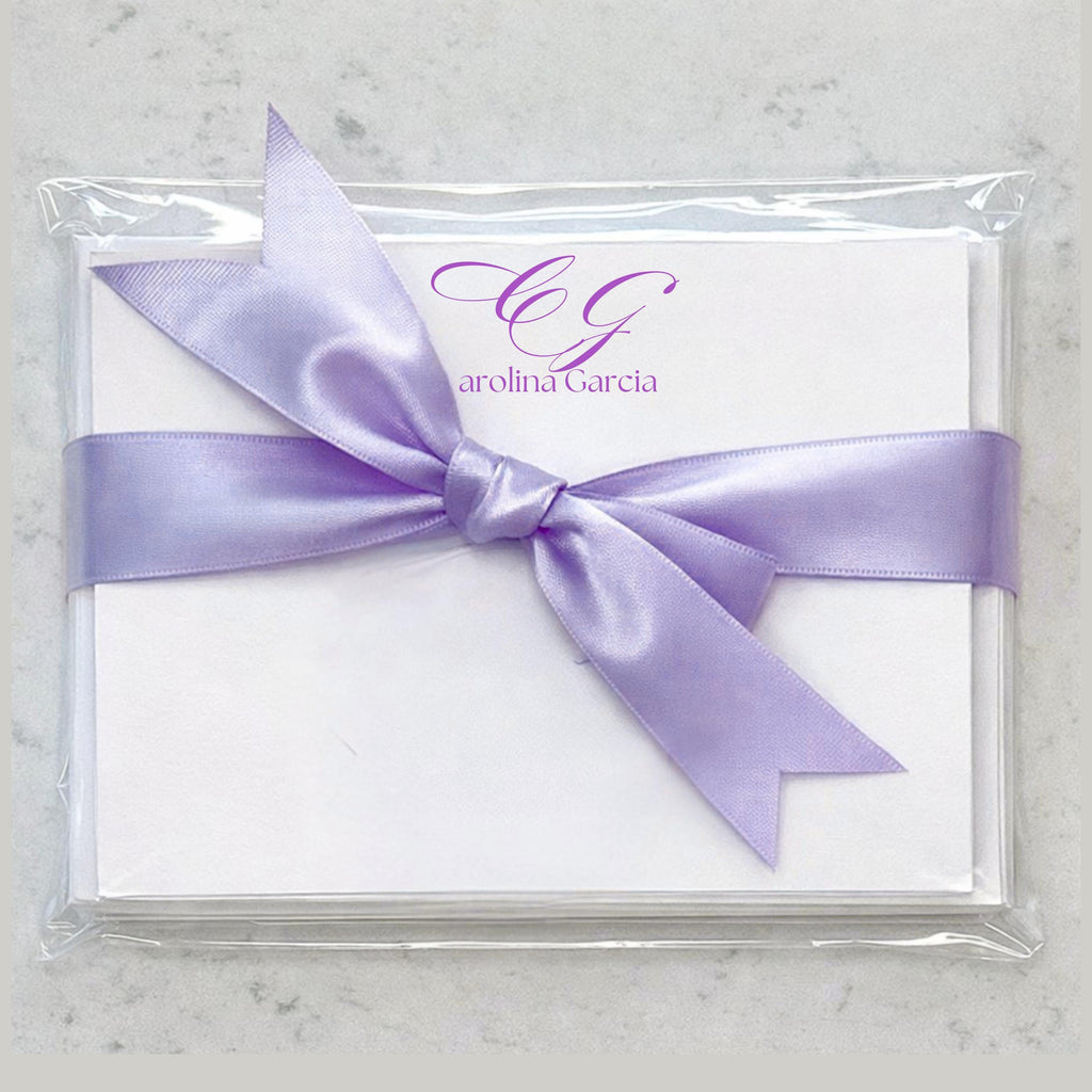 Personalized Feminine A6 Notecards | Monogram Stationery Set, Custom Initial Correspondence Cards