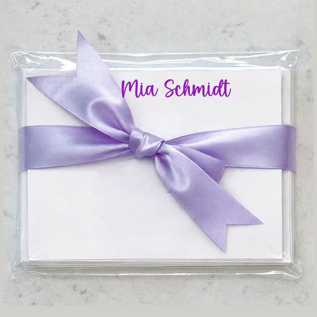 Personalized Feminine Cards | Custom Name A6 Notecards | Elegant Modern Font Stationery Set