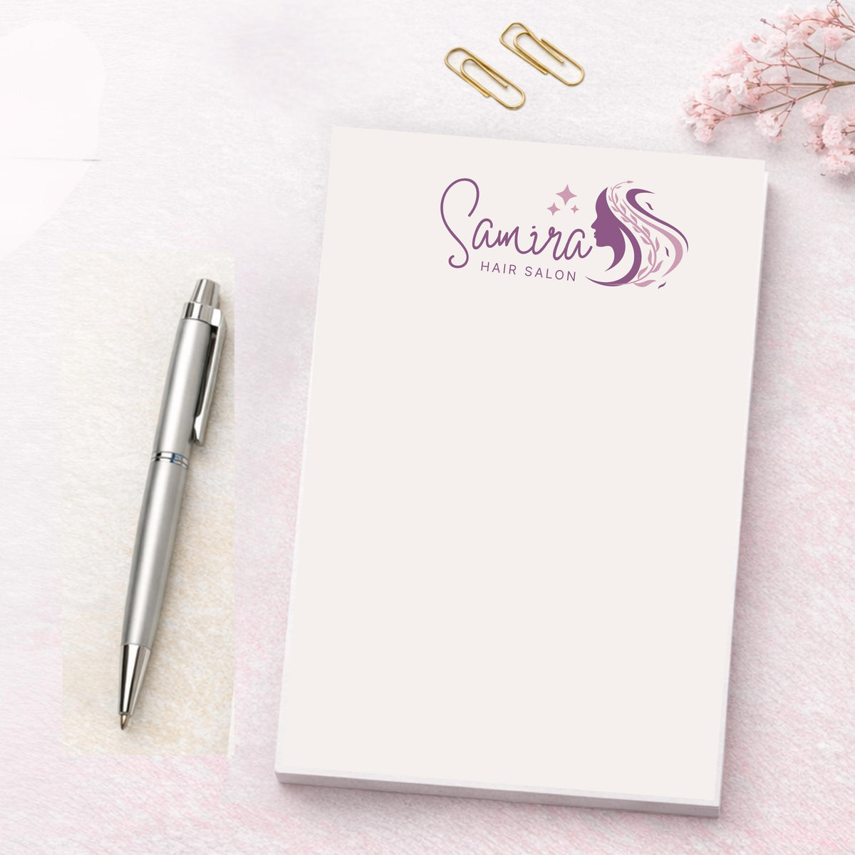 Personalized Hair Stylist Notepad | Custom Logo Salon Stationery, Client Notes Pad