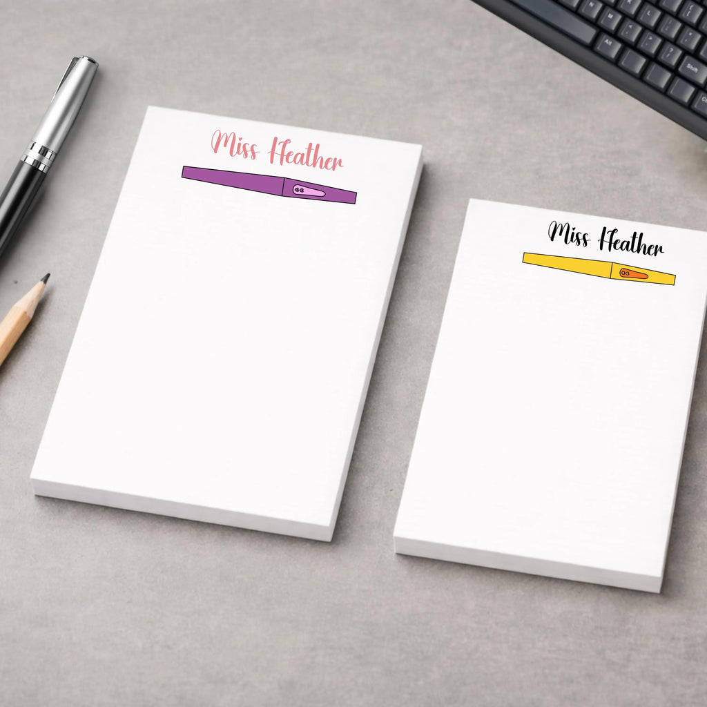 Personalized Teacher appreciation Notepad, Custom Flair Pen Design, Handmade Stationery