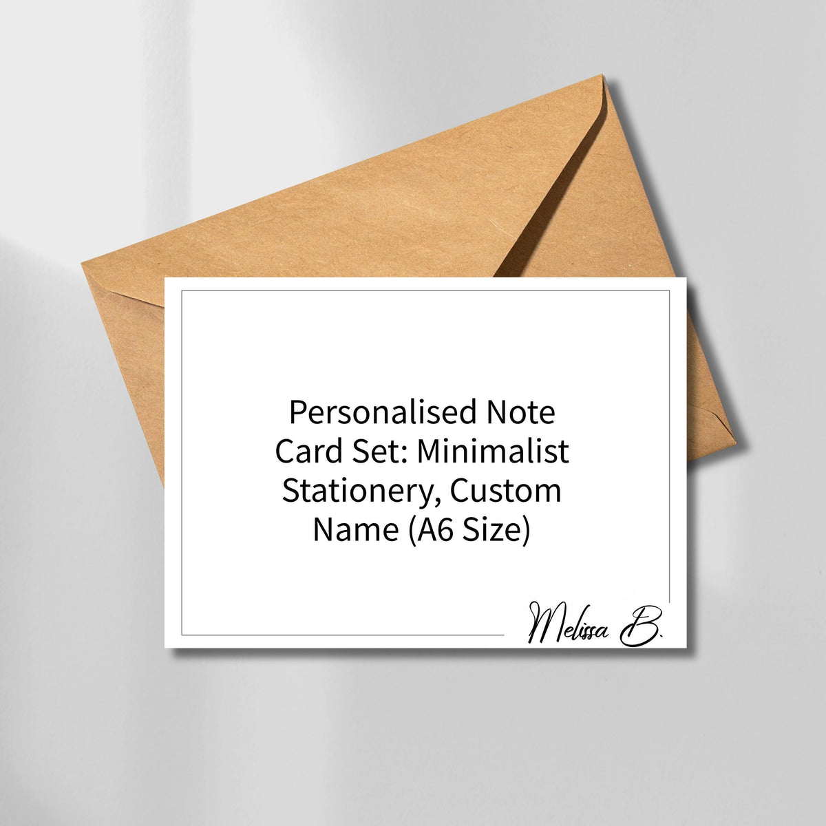 Personalised  Flat Note Card Set: Minimalist Stationery, Custom Name (A6 Size)