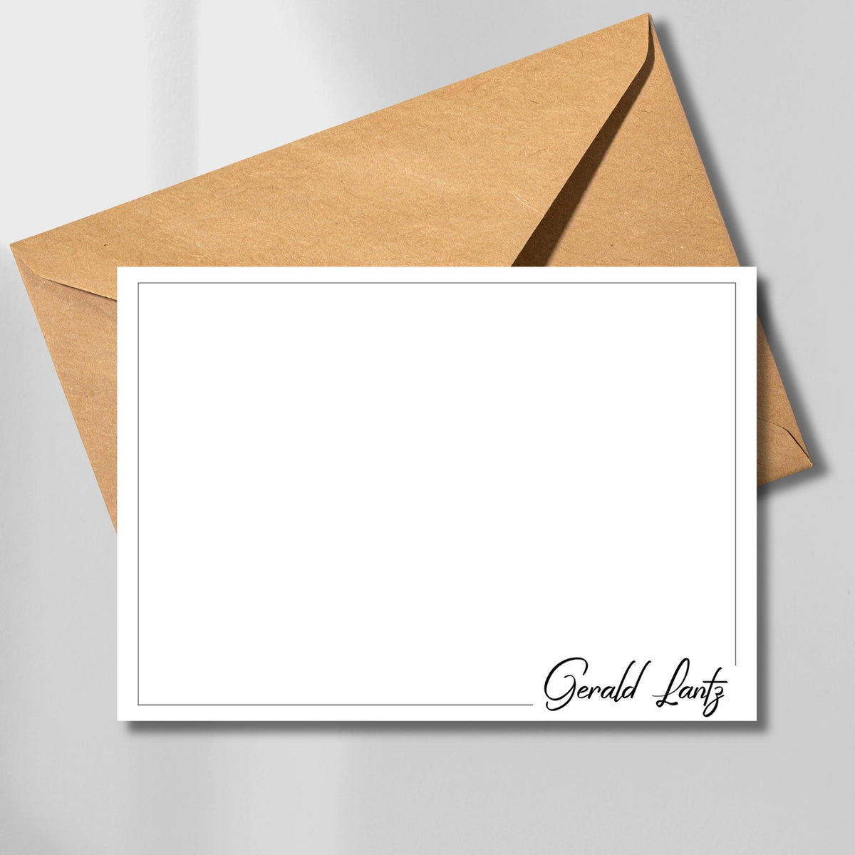 Personalised  Flat Note Card Set: Minimalist Stationery, Custom Name (A6 Size)