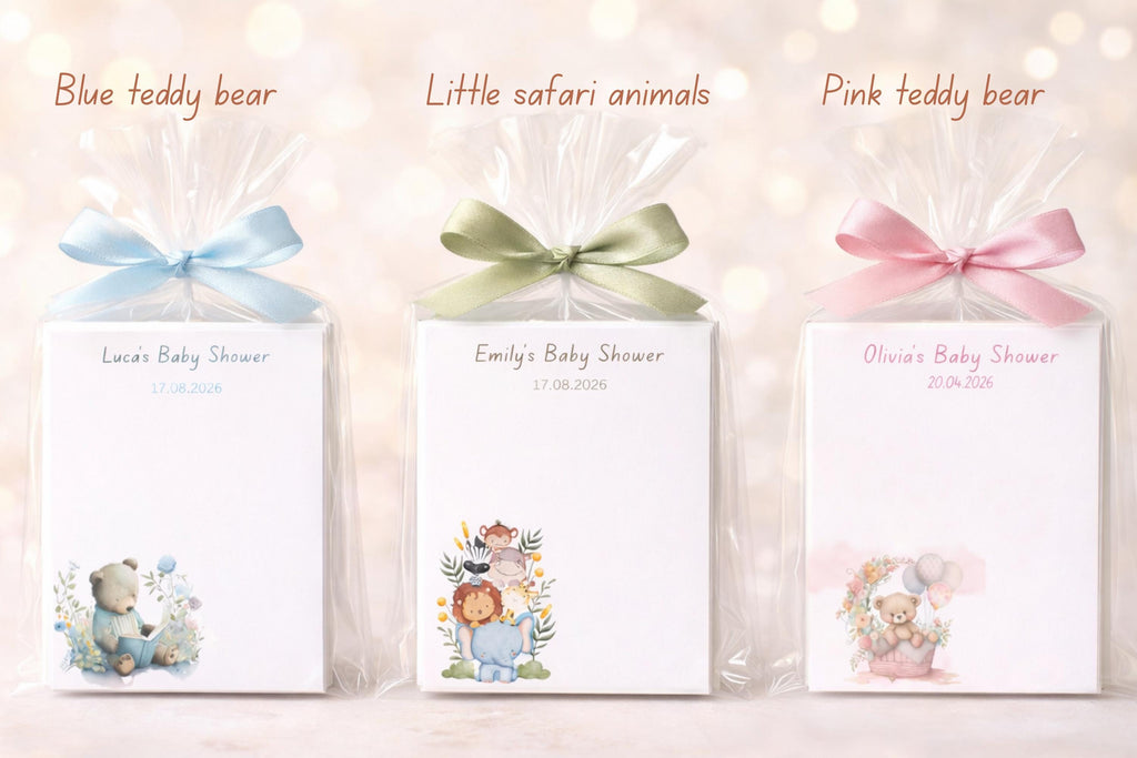 Personalized Baby Shower Notepads – Bear Design Party Favors  A6