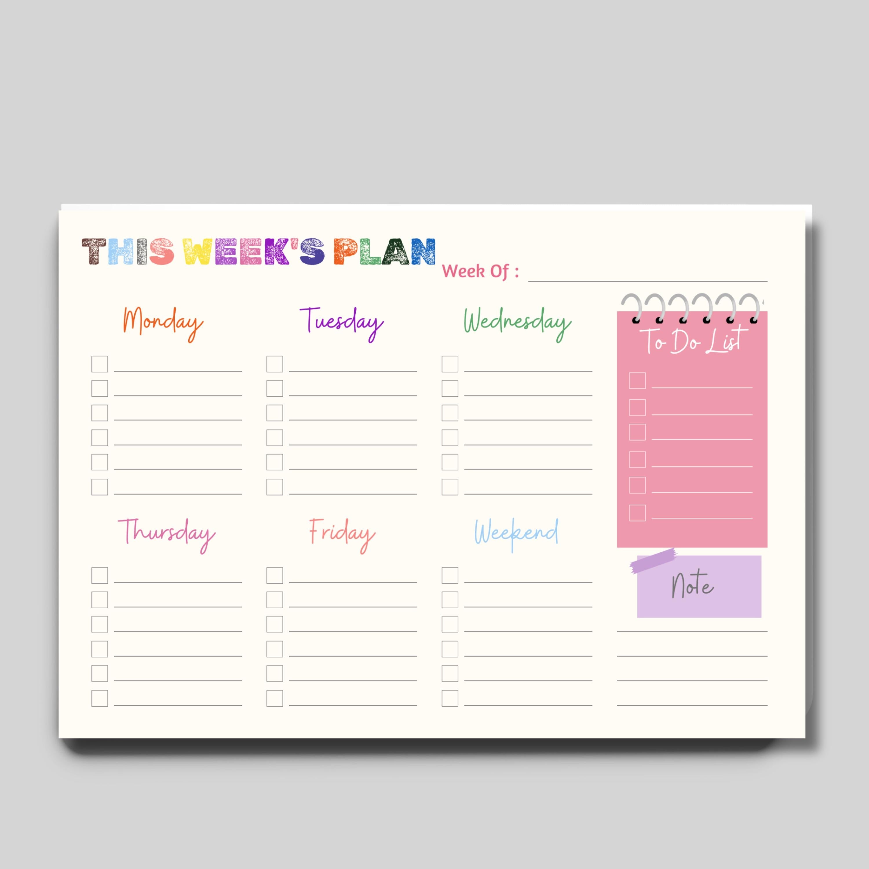Daily planner pad, Weekly To-Do List Planner | Desk Productivity   Colorful Task Organizer