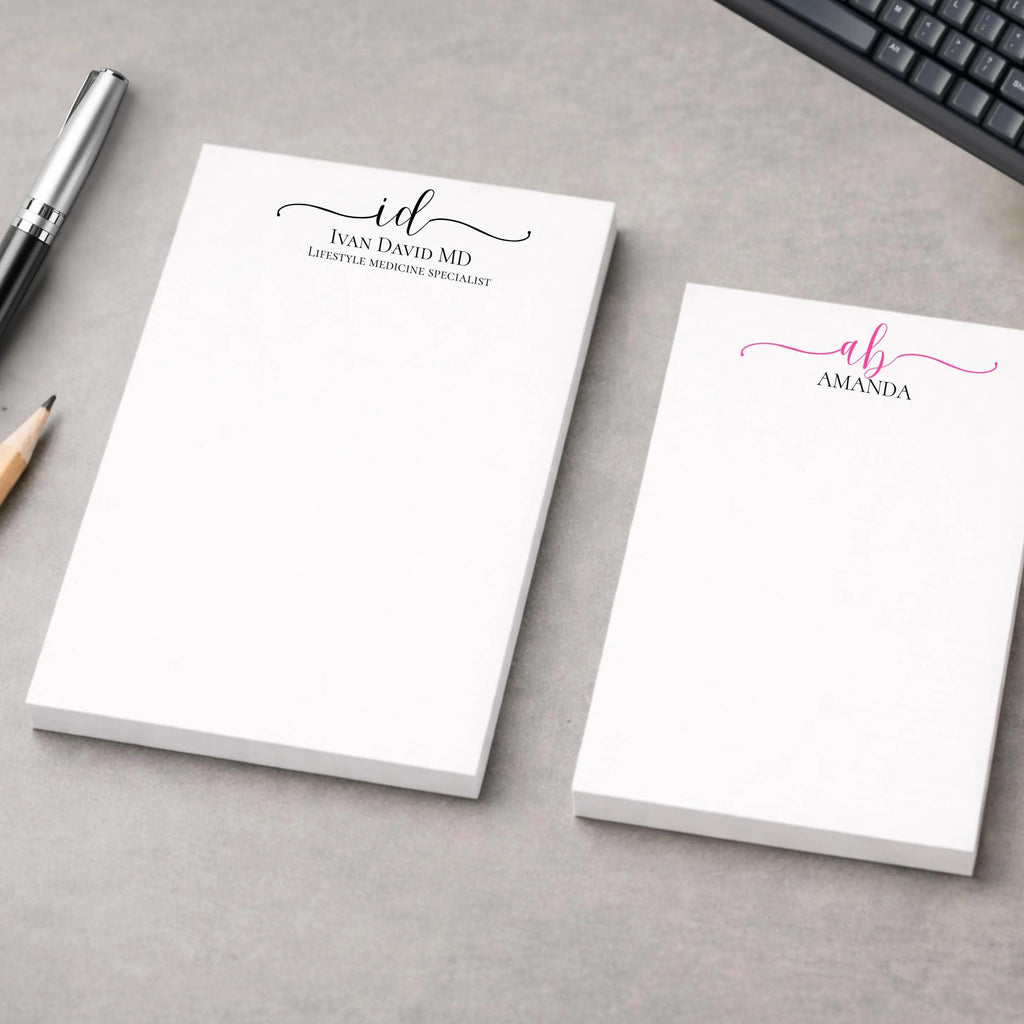 Personalized Modern Monogram Notepad with Full Name Elegance - Custom Initials Design