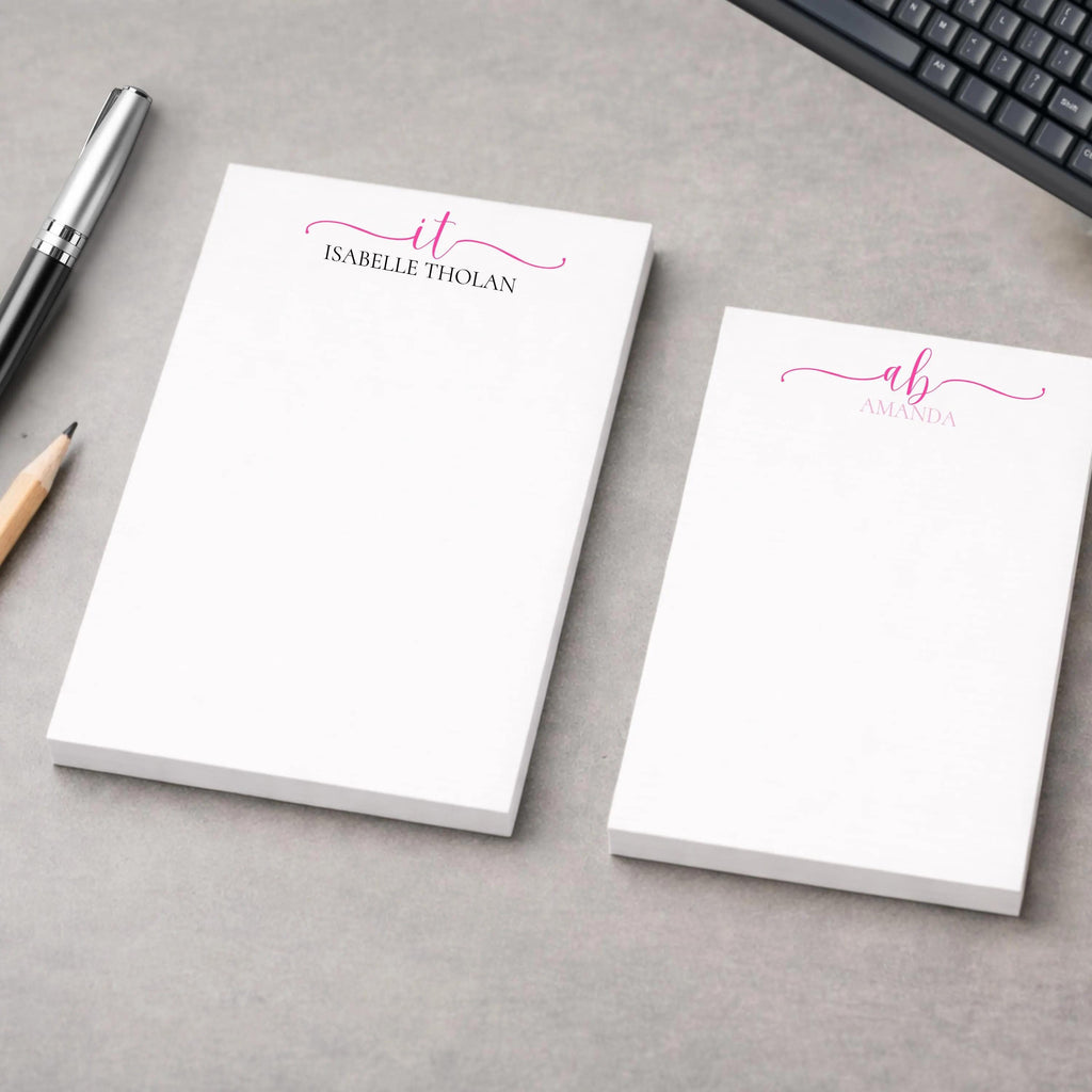 Personalized Modern Monogram Notepad with Full Name Elegance - Custom Initials Design
