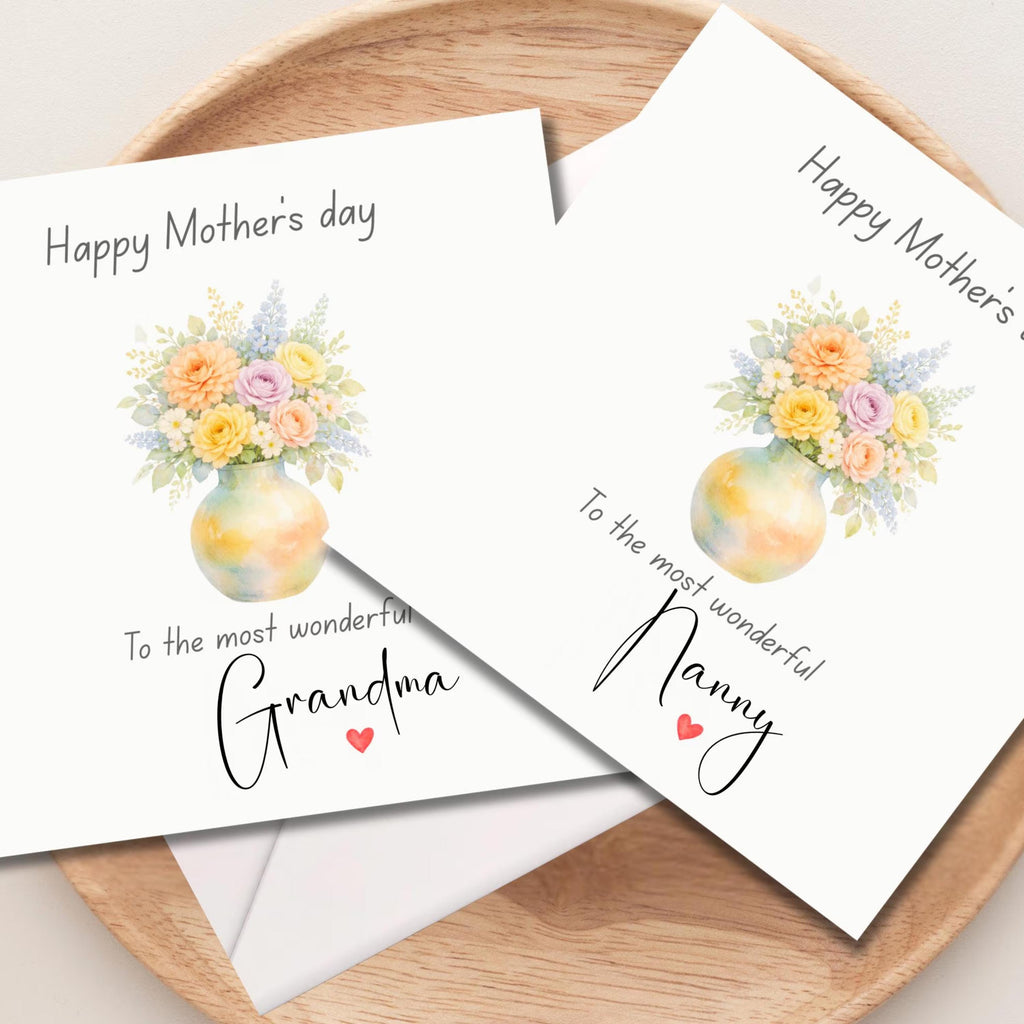 Bouquet e Floral Watercolor Mother's Day Card for Mum ,with Envelope