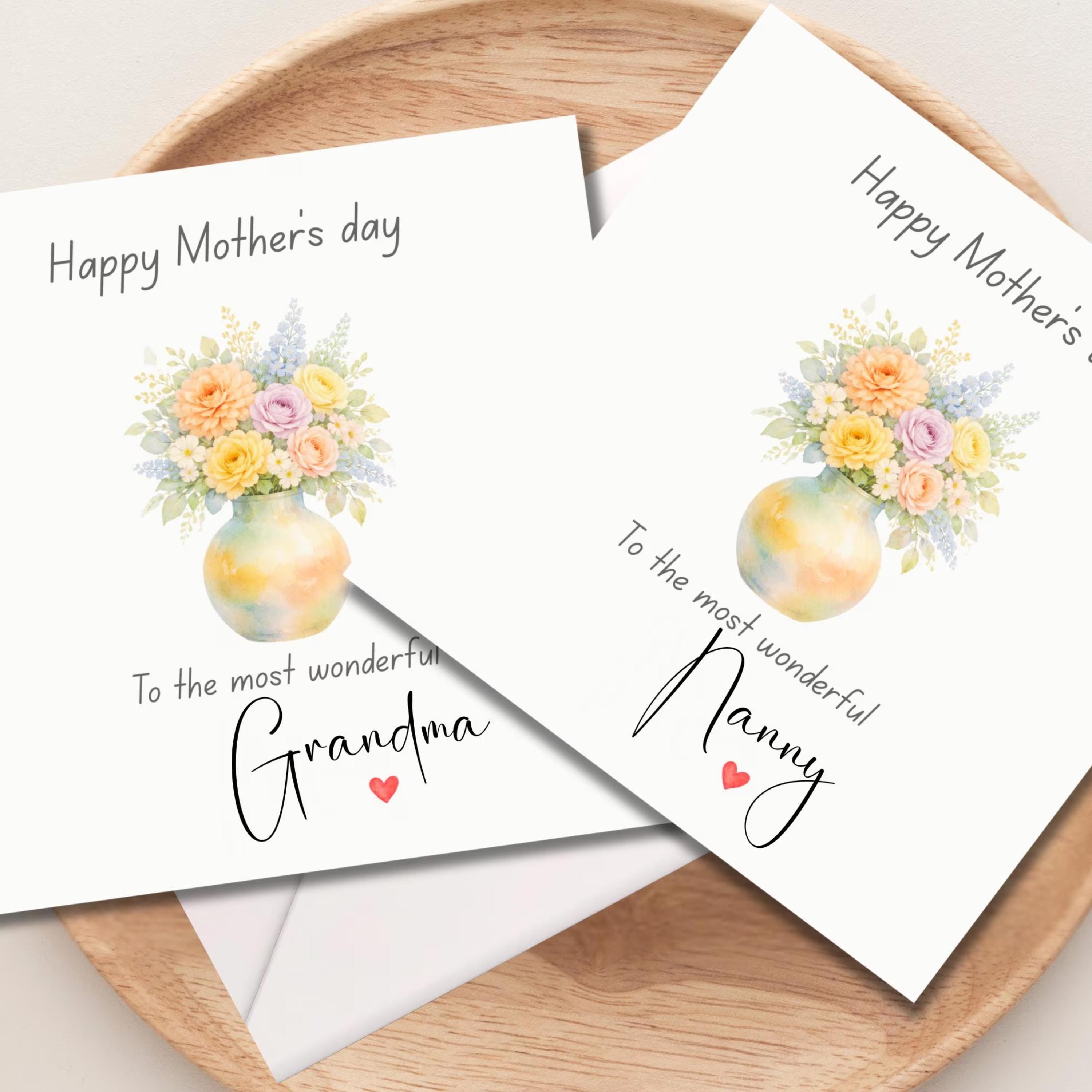 Bouquet e Floral Watercolor Mother's Day Card for Mum ,with Envelope