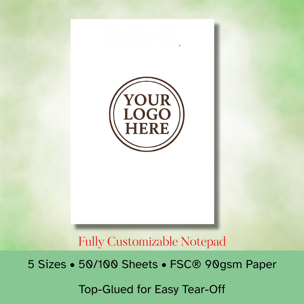 Personalized Notepads ,Available in 5 Sizes ,Custom Name or Logo
