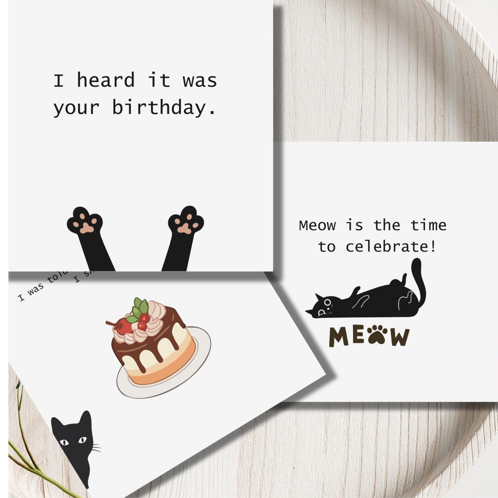 Black Cat cards | 6x6 Inch Square Greeting notecard | FSC Certified Paper | Funny card