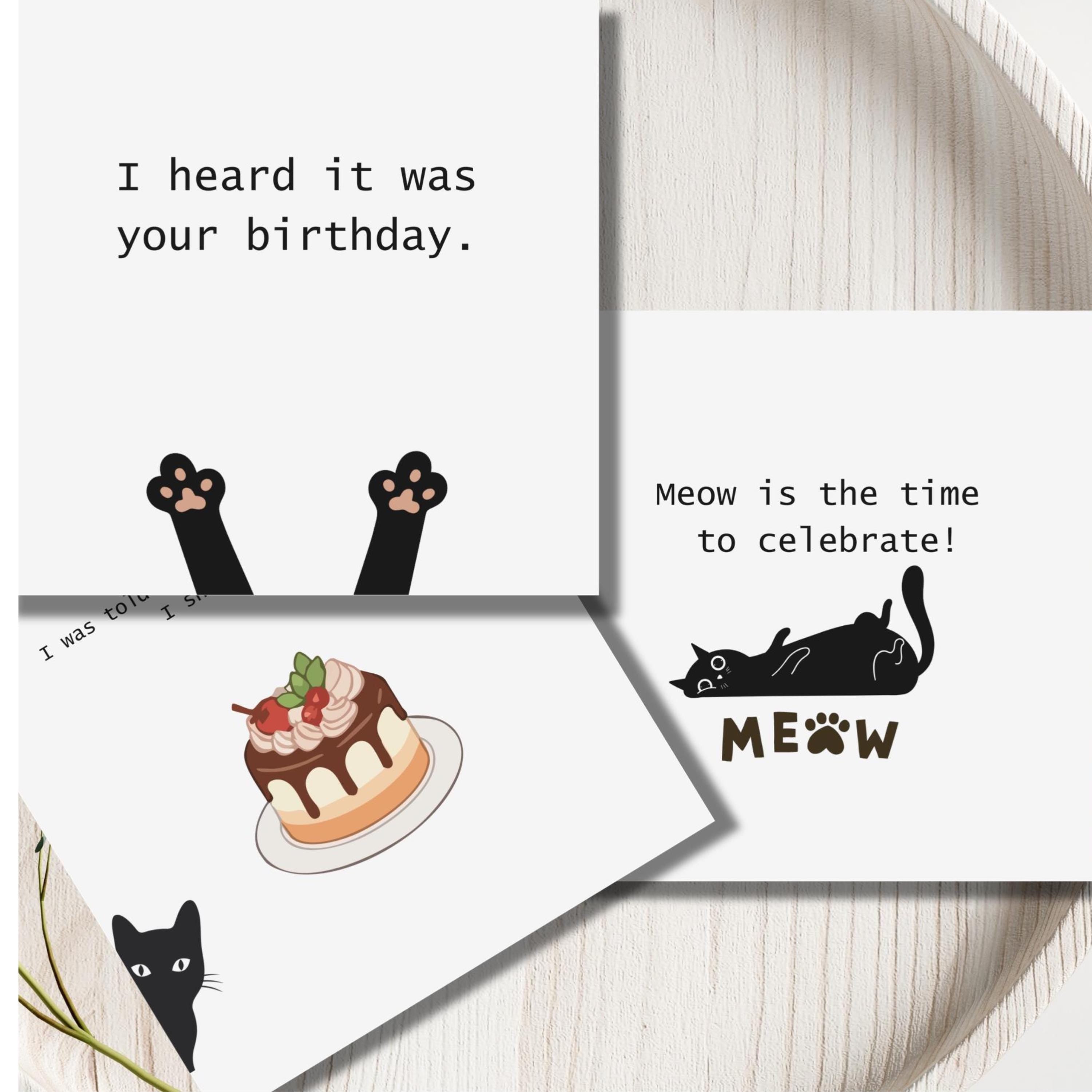 Black Cat cards | 6x6 Inch Square Greeting notecard | FSC Certified Paper | Funny card