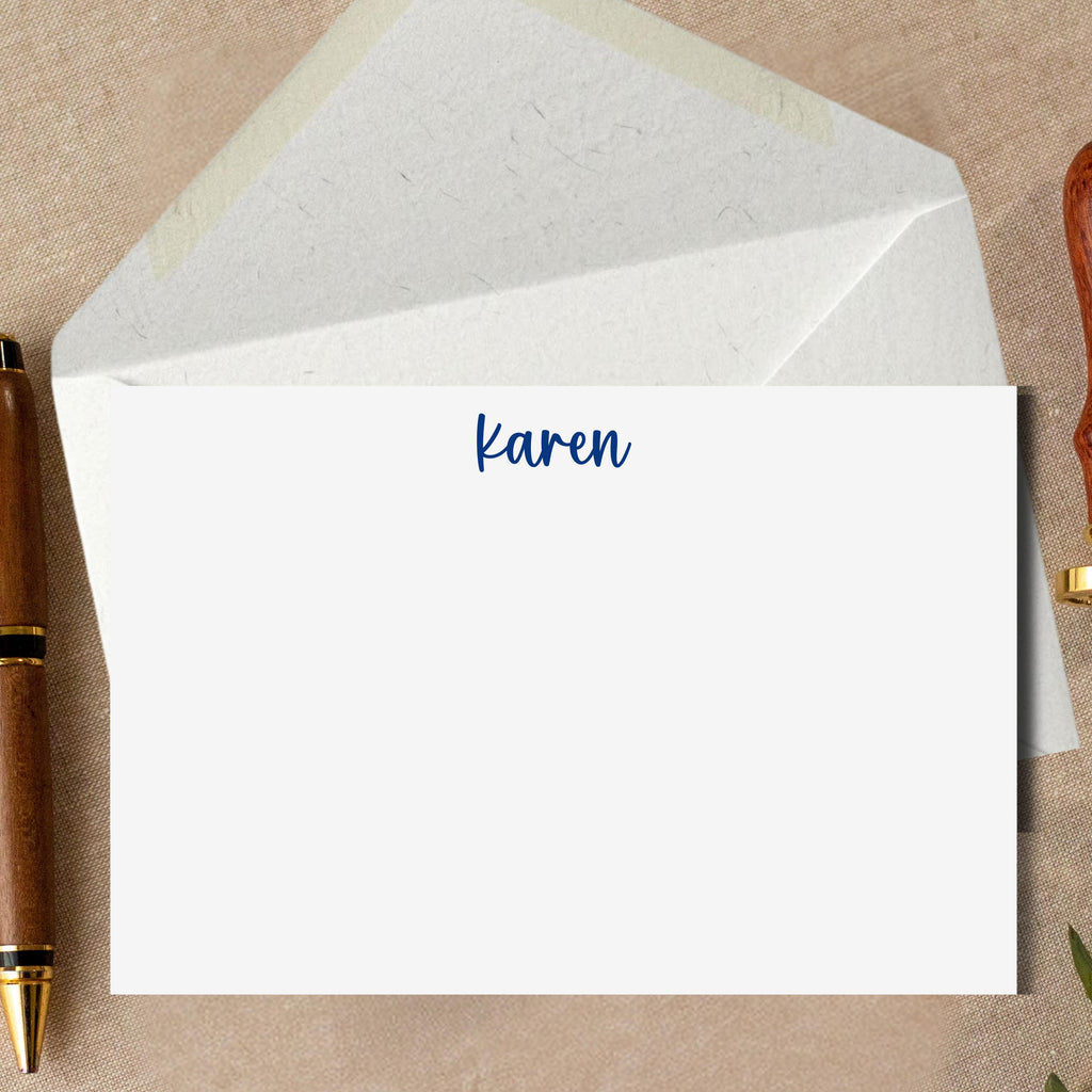 Personalized Feminine Cards | Custom Name A6 Notecards | Elegant Modern Font Stationery Set
