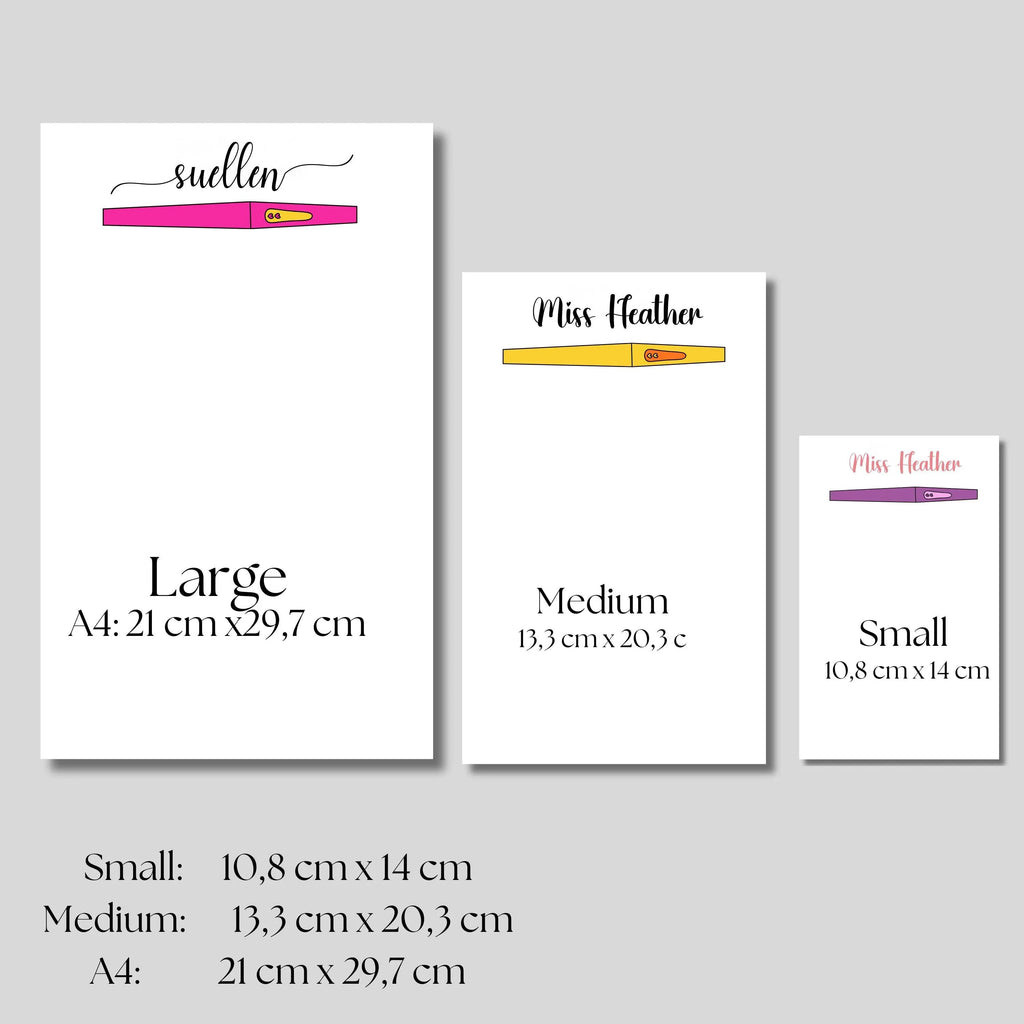Personalized Teacher appreciation Notepad, Custom Flair Pen Design, Handmade Stationery