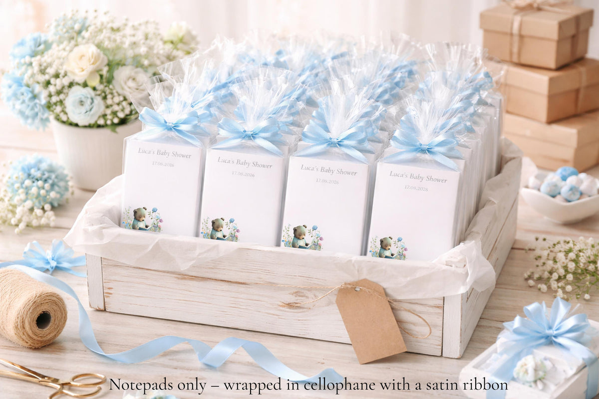 Personalized Baby Shower Notepads – Bear Design Party Favors  A6