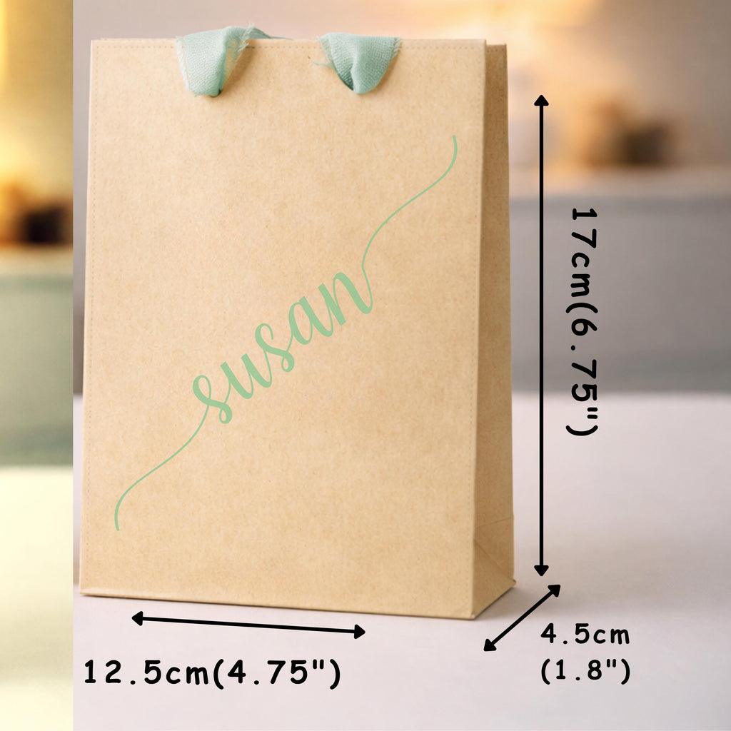 Personalized Kraft Favor Bags with Ribbon, Custom Wedding Party Favors